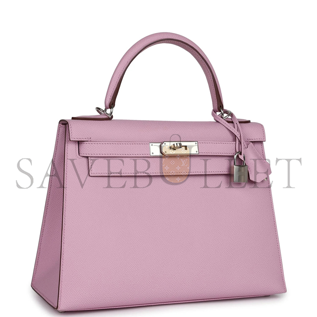 H**mes kelly sellier 25 mauve sylvestre epsom palladium hardware (25*17*7cm)